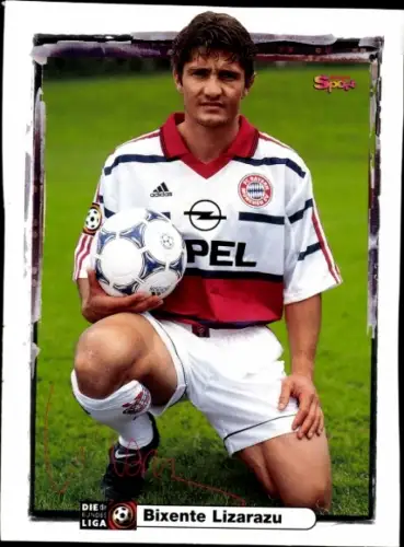 Autogrammkarte Fußballer Bixente Lizarazu, Bayern München, Autogramm