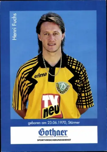 Autogrammkarte Fußballer Henri Fuchs, Dynamo Dresden