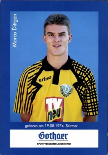 Autogrammkarte Fußballer Marco Dittgen, Dynamo Dresden