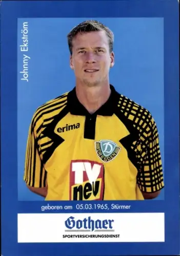 Autogrammkarte Fußballer Johnny Ekström, 1. FC Dynamo Dresden