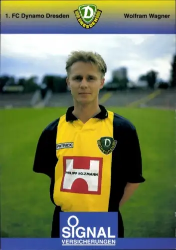 Autogrammkarte Fußballer Wolfram Wagner, 1. FC Dynamo Dresden