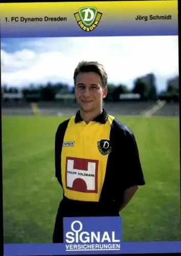 Autogrammkarte Fußballer Jörg Schmidt, 1. FC Dynamo Dresden