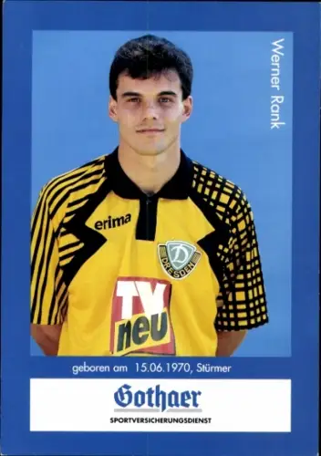Autogrammkarte Fußballer Werner Rank, Dynamo Dresden