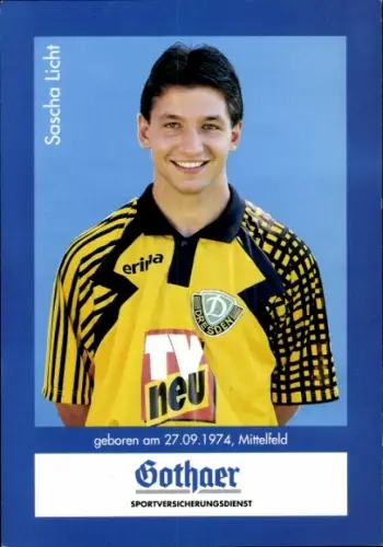 Autogrammkarte Fußballer Sascha Licht, Dynamo Dresden