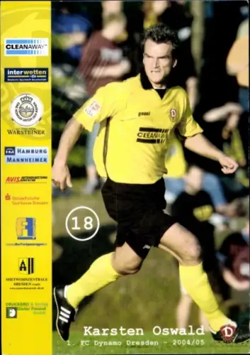 Autogrammkarte Fußballer Karsten Oswald, Dynamo Dresden