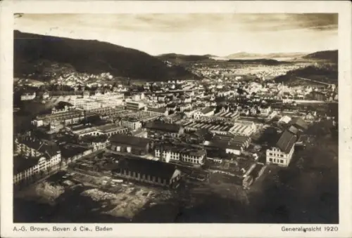 Ak Baden Kanton Aargau Schweiz, AG Brown, Boveri & Cie, Fabrikanlagen, Generalansicht 1920