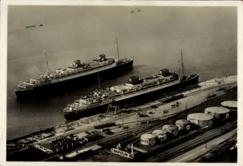 Ak Bremerhaven, Schiffe Bremen und Europa, Turbinen-Schnelldampfer des Norddeutschen Lloyd