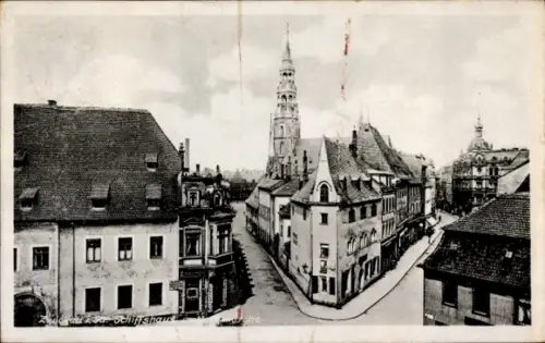 Ak Zwickau Sachsen, Schiffshaus mit Marienkirche