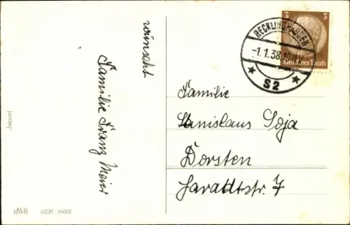 Ak Glückwunsch Neujahr, Schornsteinfeger, Dach, Leiter