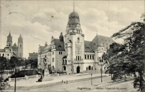 Ak Magdeburg an der Elbe,  Kaiser Friedrich-Museum,  Architektur, 