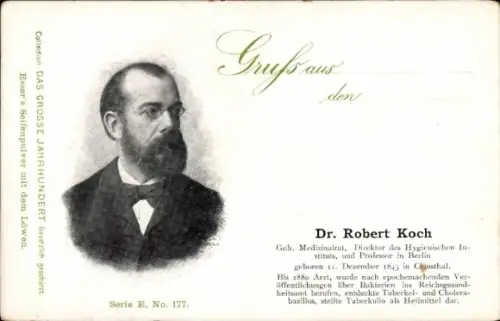 Ak Mediziner Dr. Robert Koch, Esser's Seifenpulver mit dem Löwen, Reklame