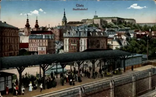Ak Kłodzko Glatz Schlesien, Stadtbahnhof