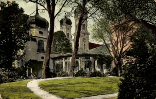 Ak Friedrichshafen am Bodensee, Schloss  Bäume, Garten, Weg, keine Persönlichkeiten, keine Hakenk