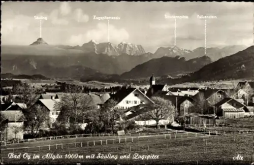 Ak Oy Mittelberg im Allgäu, Teilansicht mit Säuling und Zugspitze