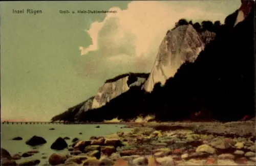 Ak Insel Rügen,  Groß- und Klein-Stubbenkammer, Küstenlandschaft, Felsen, Meer