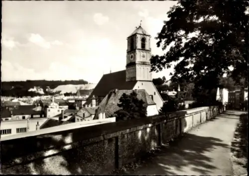 Ak Wasserburg am Inn Oberbayern,  Kirche, Stadtansicht, Schwarz-Weiß-Foto