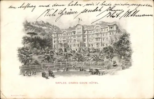 Ak Naples Florida USA, Grand Eden Hotel, Palmen, Menschen, Fahrzeuge,  