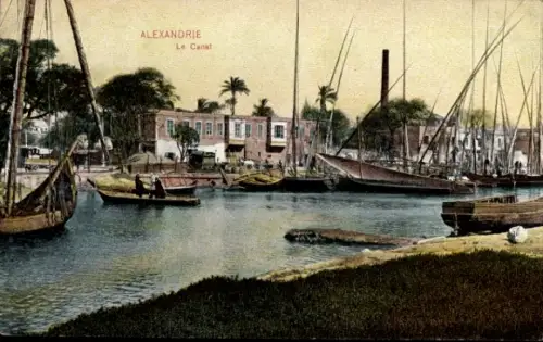 Ak Alexandria Ägypten, Kanal, Boote