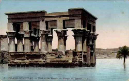 Ak Insel Philae Ägypten, Kiosk des Tempels,  Säulen, Wasser
