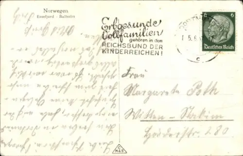 Ak Norwegen, Essefjord Balholm, Gesamtansicht