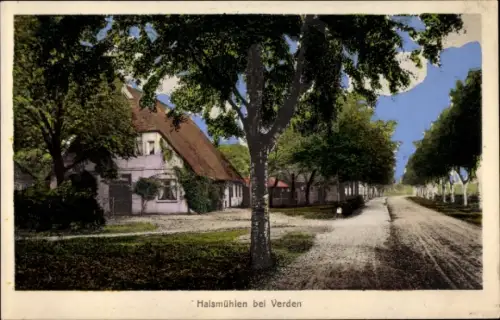 Ak Halsmühlen Dauelsen Verden an der Aller, Wohnhaus, Straßenansicht