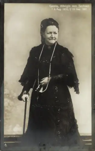 Ak Königin Carola von Sachsen, Trauerkarte zum Tod 1907