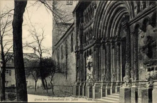 Ak Regensburg an der Donau Oberpfalz, Portal der Seminarkirche Sankt Jakob