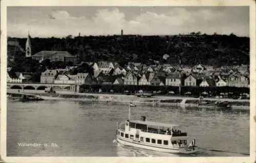Ak Vallendar am Rhein, Vallendar a. Rh., Schiffe, Häuser, Kirche, Flusslandschaft