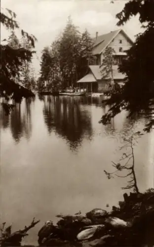 Ak Mummelsee Seebach im Schwarzwald Baden,  Wald, See, Gebäude, W. Renner, Ingenieur Geschwindner