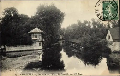 Ak Chartres Eure et Loir, Vue prise sur l'Eure, la Courtille