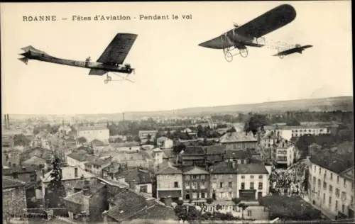 Ak Roanne Loire, Fetes d'Aviation, Pendant le vol, Französische Flugzeuge