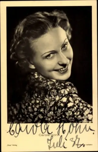 Ak Schauspielerin Carola Höhn, Portrait, Autogramm