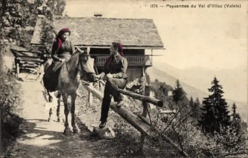 Ak Val d'Illiez Kanton Wallis, Frauen in Volkstrachten
