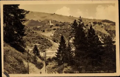 Ak Sankt Peter Kanton Graubünden, Chur-Arosa-Bahn, Blick auf den Ort