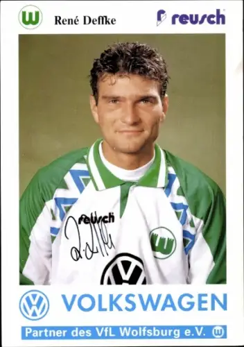Autogrammkarte Fußballspieler und Trainer René Deffke, VfL Wolfsburg, Autogramm