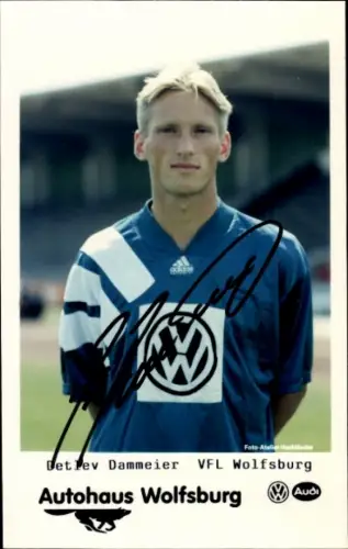 Autogrammkarte Fußballer Detlev Dammeier, VfL Wolfsburg, Autogramm