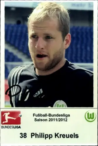 Autogrammkarte Fußballer Philipp Kreuels, VfL Wolfsburg, Autogramm