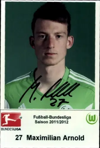 Autogrammkarte Fußballer Maximilian Arnold, VfL Wolfsburg, Autogramm