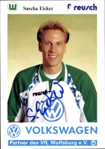 Autogrammkarte Fußballer Sascha Eicker, VfL Wolfsburg, Autogramm