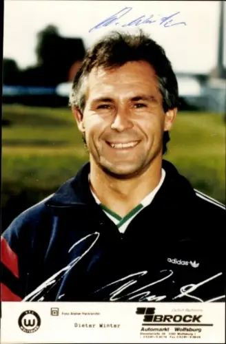 Autogrammkarte Fußballer und Trainer Dieter Winter, VfL Wolfsburg, Autogramm