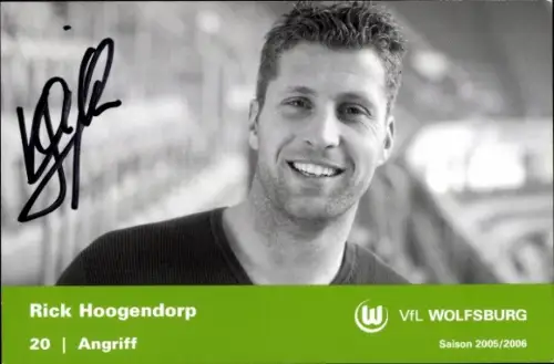 Autogrammkarte Fußballer Rick Hoogendorp, VfL Wolfsburg, Autogramm