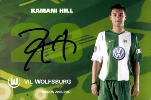Autogrammkarte Fußballer Kamani Hill, VfL Wolfsburg, Autogramm