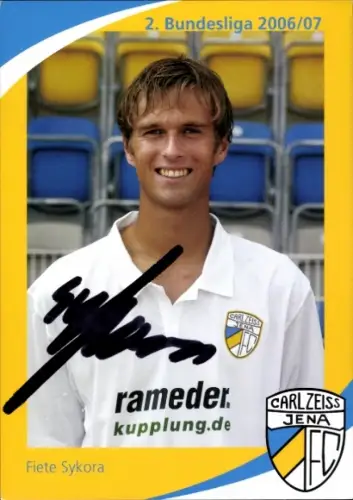 Autogrammkarte Fußballer Fiete Sykora, FC Carl Zeiss Jena, Autogramm