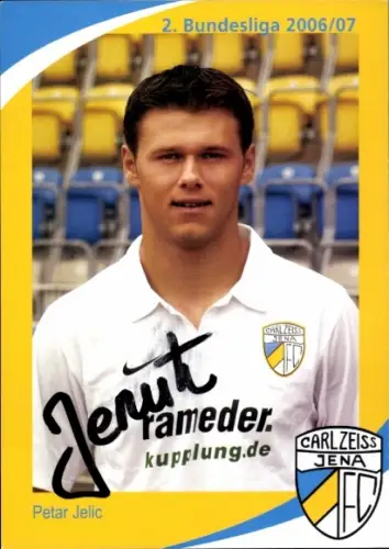 Autogrammkarte Fußballer Petar Jelic, FC Carl Zeiss Jena, Autogramm