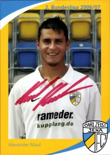 Autogrammkarte Fußballer Alexander Maul, FC Carl Zeiss Jena, Autogramm
