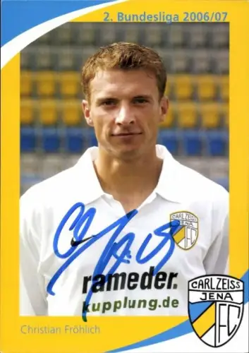 Autogrammkarte Fußballer Christian Fröhlich, FC Carl Zeiss Jena, Autogramm