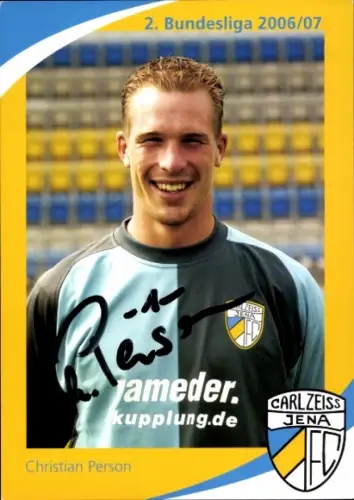 Autogrammkarte Fußballer Christian Person, FC Carl Zeiss Jena, Autogramm
