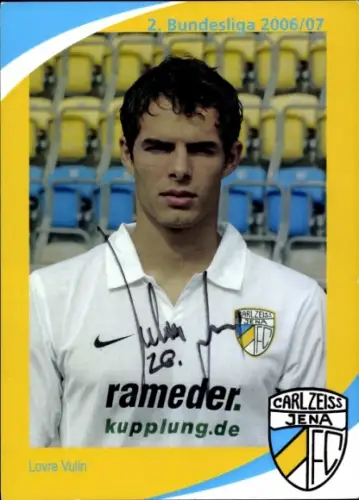 Autogrammkarte Fußballer Lovre Vulin, FC Carl Zeiss Jena, Autogramm