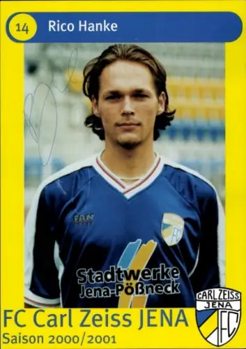 Autogrammkarte Fußballer Rico Hanke, FC Carl Zeiss Jena, Autogramm