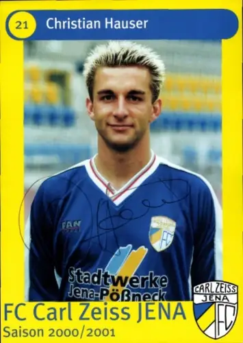 Autogrammkarte Fußballer Christian Hauser, FC Carl Zeiss Jena, Autogramm